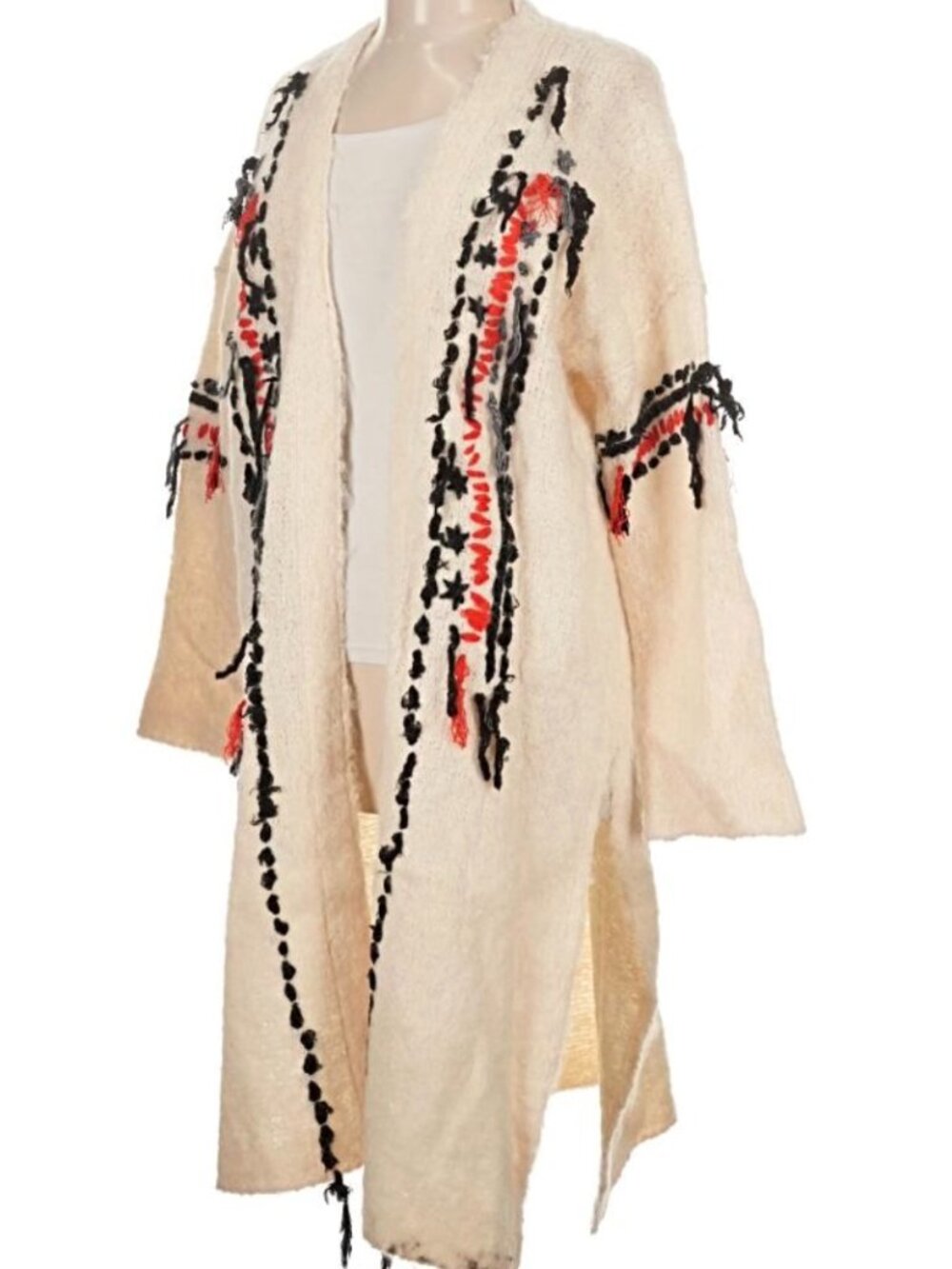 NWT Free People Geneva Cardigan Creme Llama Blend Boho Duster Western Lg $298 - Picture 5 of 10